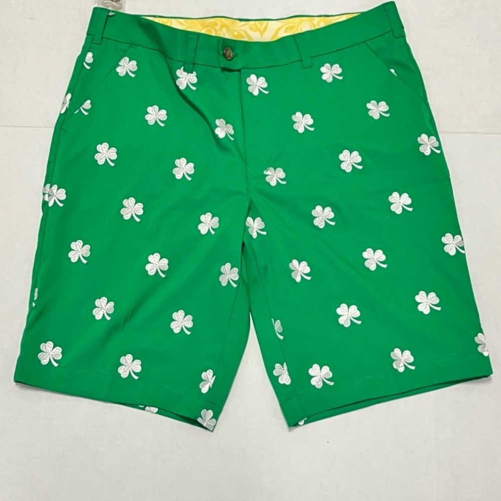 Loud Mouth Golf Shorts Men's Size 32 St. Patricks Clover Lucky Irish Green